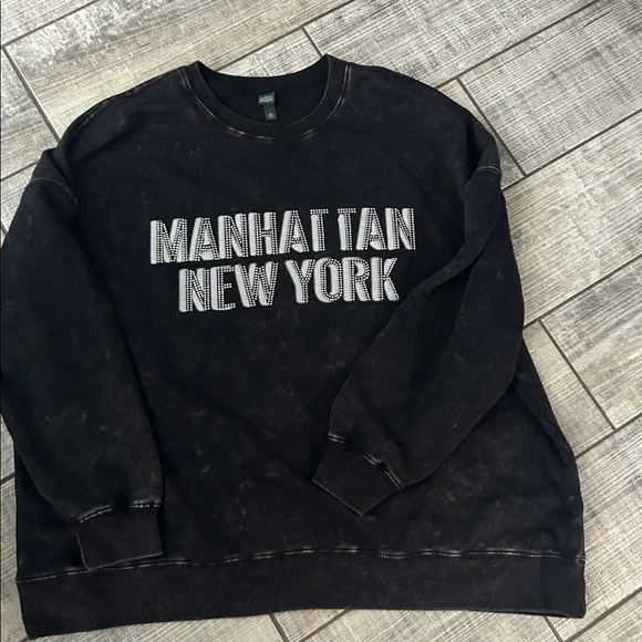 Wild Fable Manhattan New York Black Crewneck Sweater Rhinestones XXL - Picture 4 of 10